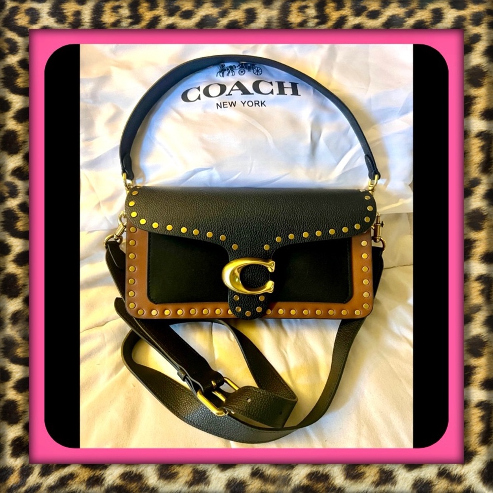 👑✅PRICE FIRM✅COACH Brown and Black Leather Tabby 26 Studded Bag. NWOT